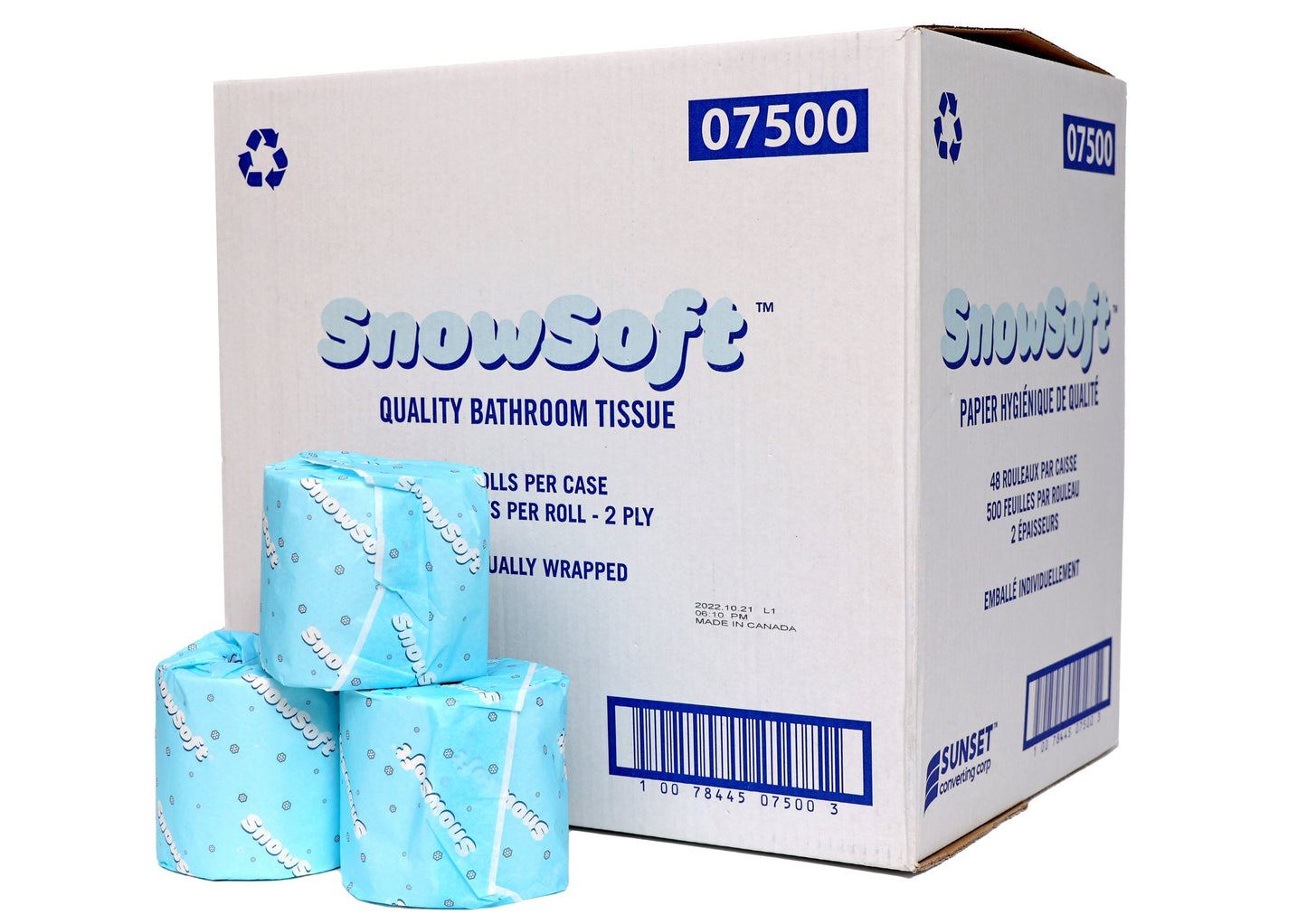 Toilet Paper - 7500 Sheets - 48 Rolls/Case - SnowSoft