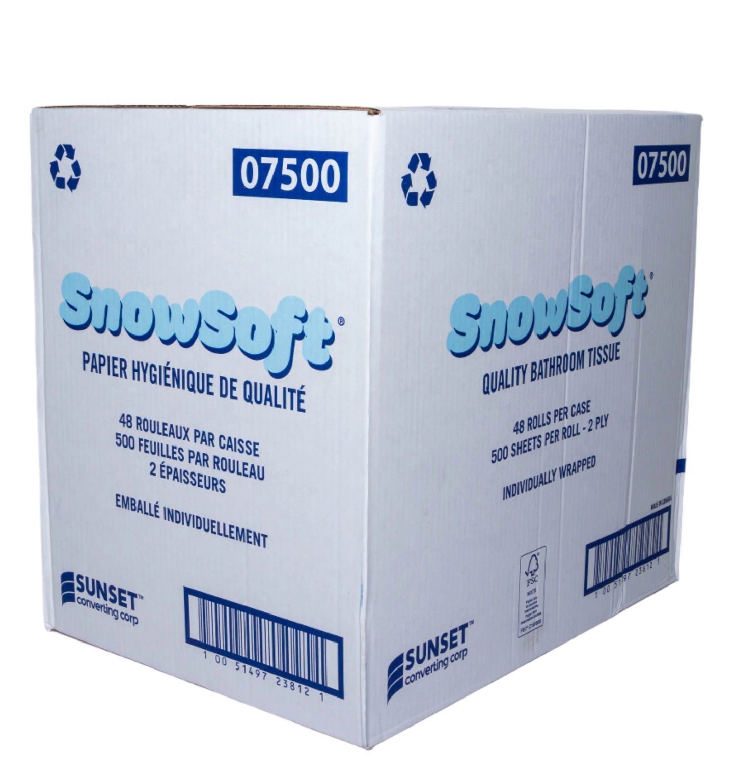 Toilet Paper - 7500 Sheets - 48 Rolls/Case - SnowSoft