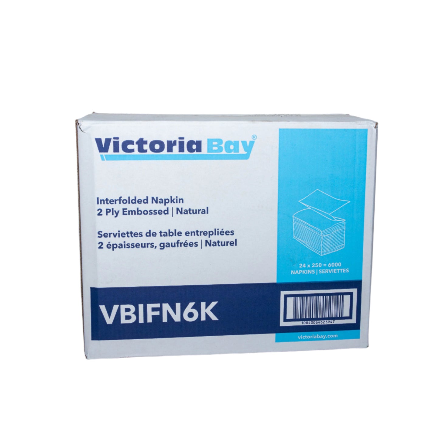 Interfolded 2-Ply Embossed Napkin Natural - VBIFN6K - Victoria Bay