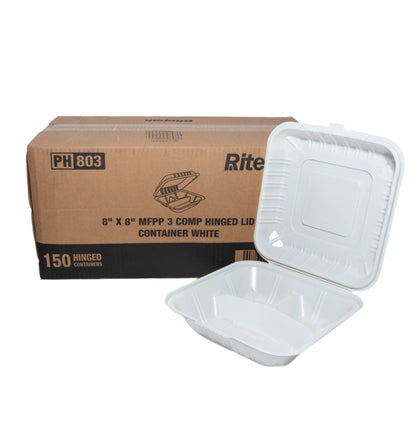 8"x8" MFPP 3-Compartment Hinged Lid Container – Ritepak