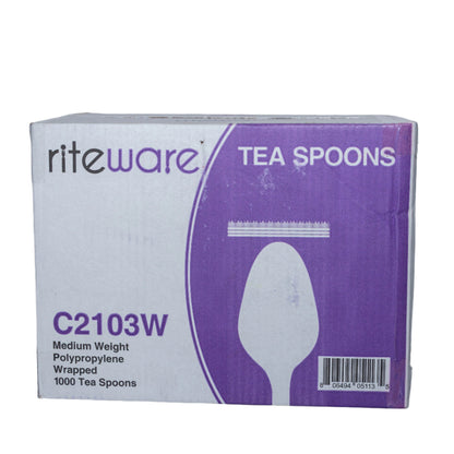 1000 Medium Weight Individually Wrapped Plastic Tea Spoons -C2103W - Riteware