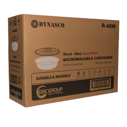 48oz Microwavable Containers 150 Sets Combo -R48-W - DYNASCO