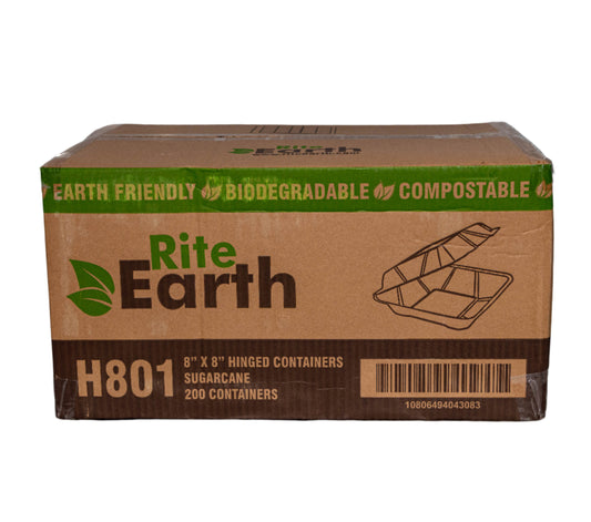 200- 8" X8" Hinged Containers Sugarcane - H801 - RiteEarth