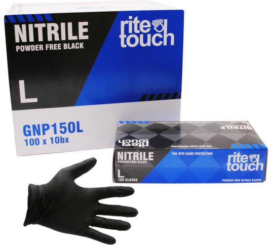 Black Nitrile Gloves 100/Box - Ritetouch